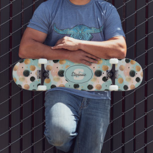 Modernes Abstraktes Pinselstrich- und Polka-Dot-Mu Skateboard