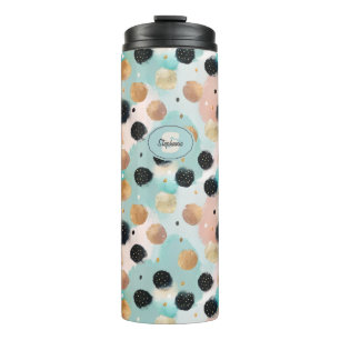 Modernes Abstraktes Pinselstrich- und Polka-Dot-Mu Thermosbecher