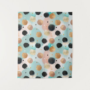 Modernes Abstraktes Pinselstrich- und Polka-Dot-Mu Wandteppich