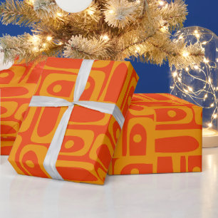 Modernes Abstraktes Piquet Muster Orange Mitte des Geschenkpapier