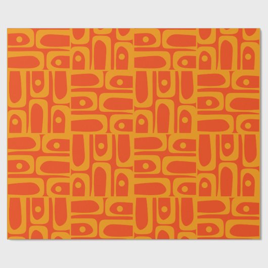 Modernes Abstraktes Piquet Muster Orange Mitte des Geschenkpapier (Flach)