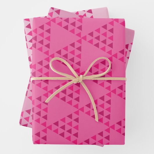 modernes abstraktes Retro-geometrisches Rosa Geschenkpapier Set (Beispiel)