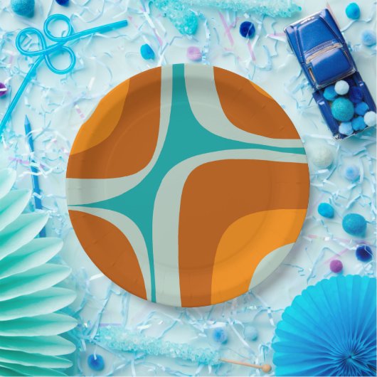 Modernes, Abstraktes Retro-Groove-Muster im Mittel Pappteller (Party)