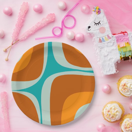 Modernes, Abstraktes Retro-Groove-Muster im Mittel Pappteller (Party)