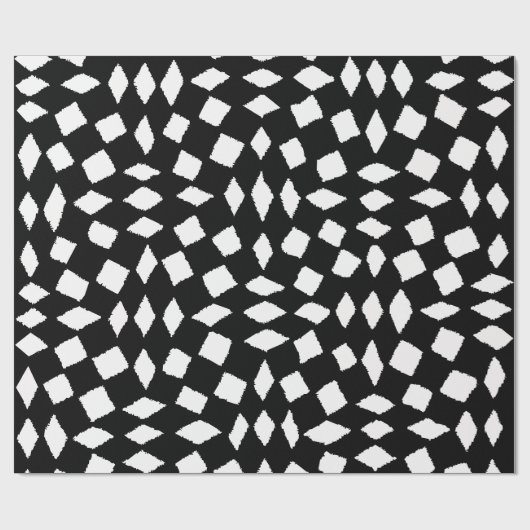Modernes Abstraktes Retro-Schwarz-weißes Schachbre Geschenkpapier (Flach)