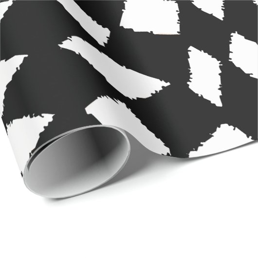 Modernes Abstraktes Retro-Schwarz-weißes Schachbre Geschenkpapier (Rolleneckpunkt)