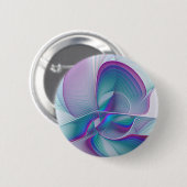 Modernes Abstraktes Rosa Blau Türkisches Fraktal K Button (Vorne & Hinten)
