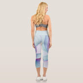 Modernes Abstraktes Rosa Blau Türkisches Fraktal K Capri Leggings (Rückseite)