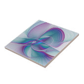 Modernes Abstraktes Rosa Blau Türkisches Fraktal K Fliese (Seite)