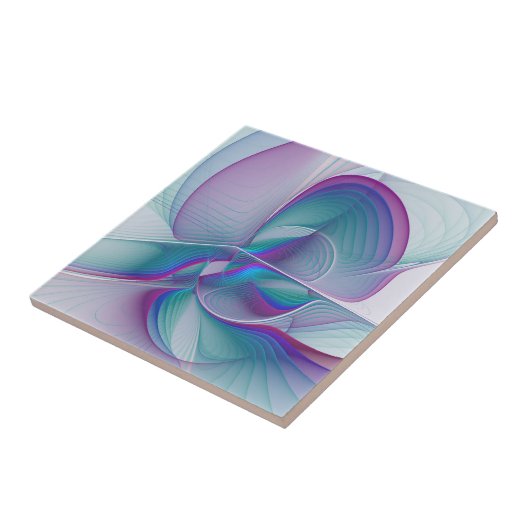 Modernes Abstraktes Rosa Blau Türkisches Fraktal K Fliese (Seite)