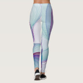 Modernes Abstraktes Rosa Blau Türkisches Fraktal K Leggings (Rückseite)