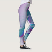 Modernes Abstraktes Rosa Blau Türkisches Fraktal K Leggings (Rechts)