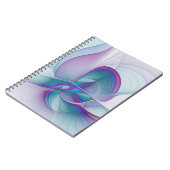 Modernes Abstraktes Rosa Blau Türkisches Fraktal K Notizblock (Linke Seite)