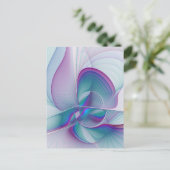 Modernes Abstraktes Rosa Blau Türkisches Fraktal K Postkarte (Stehend Vorderseite)