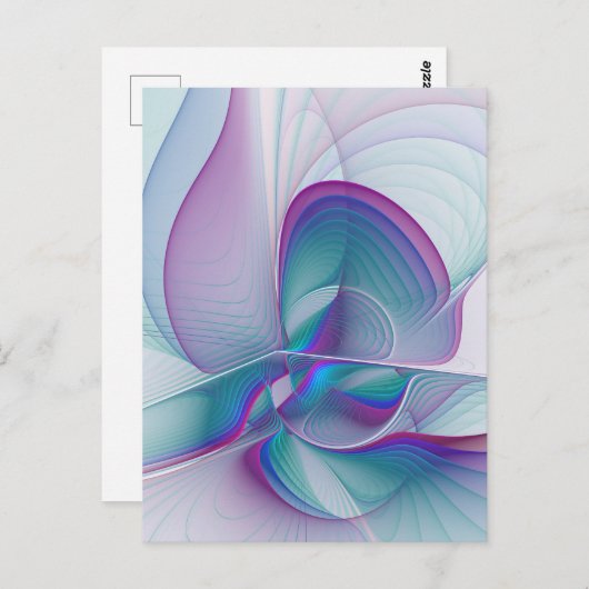 Modernes Abstraktes Rosa Blau Türkisches Fraktal K Postkarte (Vorne/Hinten)