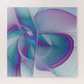 Modernes Abstraktes Rosa Blau Türkisches Fraktal K Puzzle (Horizontal)