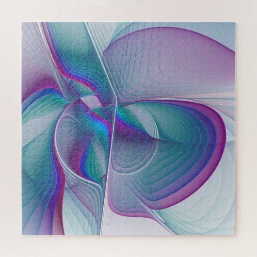 Modernes Abstraktes Rosa Blau Türkisches Fraktal K Puzzle (Horizontal)