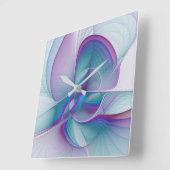 Modernes Abstraktes Rosa Blau Türkisches Fraktal K Quadratische Wanduhr (Winkel)