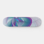 Modernes Abstraktes Rosa Blau Türkisches Fraktal K Skateboard (Horizontal)
