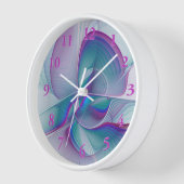 Modernes Abstraktes Rosa Blau Türkisches Fraktal K Uhr (Winkel)