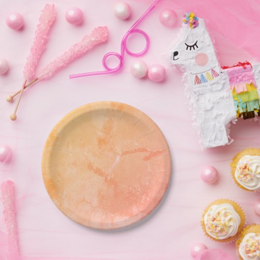 Modernes abstraktes rosa, gelb, Pfirsich Pappteller (Party)