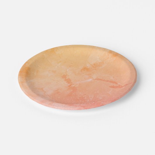 Modernes abstraktes rosa, gelb, Pfirsich Pappteller (Schrägansicht)