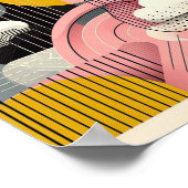 Modernes Abstraktes rosa Gelbschwarz Poster (Ecke)
