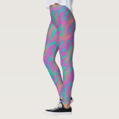 Modernes Abstraktes rosa und blaues Muster für Tie Leggings (Links)