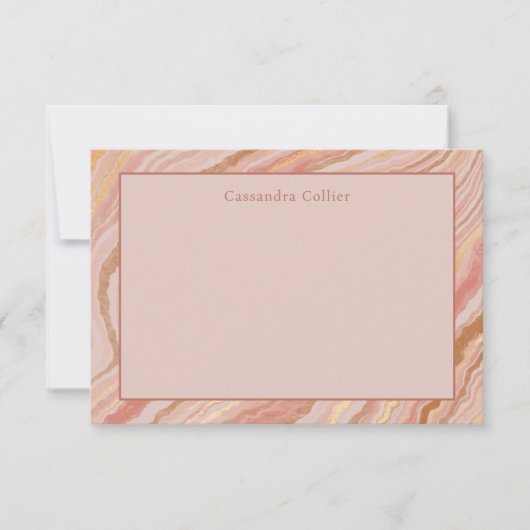 Modernes Abstraktes Rosa und Gold Mitteilungskarte (Vorderseite)