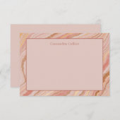 Modernes Abstraktes Rosa und Gold Mitteilungskarte (Vorne/Hinten)