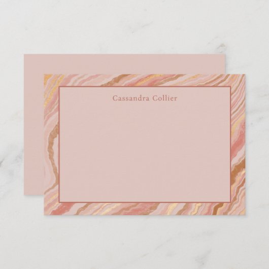 Modernes Abstraktes Rosa und Gold Mitteilungskarte (Vorne/Hinten)