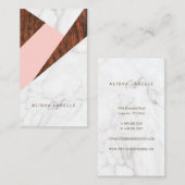 Modernes Abstraktes Rosa, weißes Marmor und Holzko Visitenkarte (Vorne/Hinten)