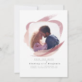 Modernes Abstraktes, rosafarbenes Foto Save The Date (Vorderseite)