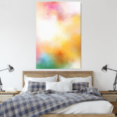 Modernes, Abstraktes Rot-Gelb-Blau Leinwanddruck (Insitu (Schlafzimmer))