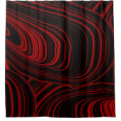 Modernes Abstraktes Rot-Schwarz-Muster Duschvorhang (Vorderseite)