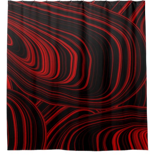 Modernes Abstraktes Rot-Schwarz-Muster Duschvorhang (Vorderseite)