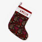 Modernes Abstraktes Rot-Zahlenmuster Kleiner Weihnachtsstrumpf (Vorderansicht (hängend))