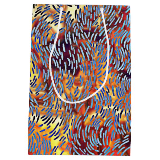 Modernes Abstraktes Rotes Gelbschwarz Mittlere Geschenktüte (Rückseite)