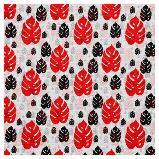 Modernes, Abstraktes, rotes Leaf-Oberflächenmuster Stoff (Muster)