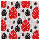 Modernes, Abstraktes, rotes Leaf-Oberflächenmuster Stoff (Nahaufnahme)