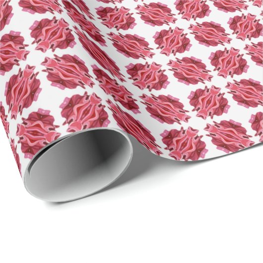 Modernes Abstraktes rotes Muster Geschenkpapier (Rolleneckpunkt)