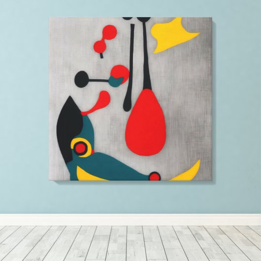 Modernes Abstraktes Rotes Pendel Leinwanddruck (Insitu (Holzboden))