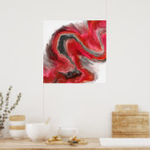 Modernes Abstraktes Rotes Schwarzes Wave Poster (Küche)