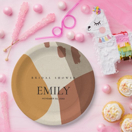 MODERNES ABSTRAKTES RUST YELLOW KÜNSTLERISCHES BRA PAPPTELLER (Party)