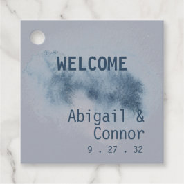 Modernes Abstraktes Schieferblau Grauer Nebel Wass Geschenkanhänger