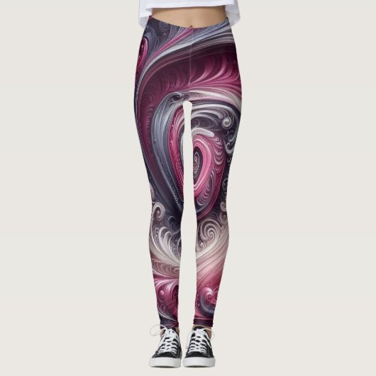 Modernes, Abstraktes, schlichtes Rosa und Lila Leggings (Vorderseite)