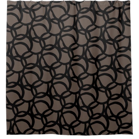 Modernes Abstraktes Schwarz-Braun-Muster Duschvorhang (Vorderseite)