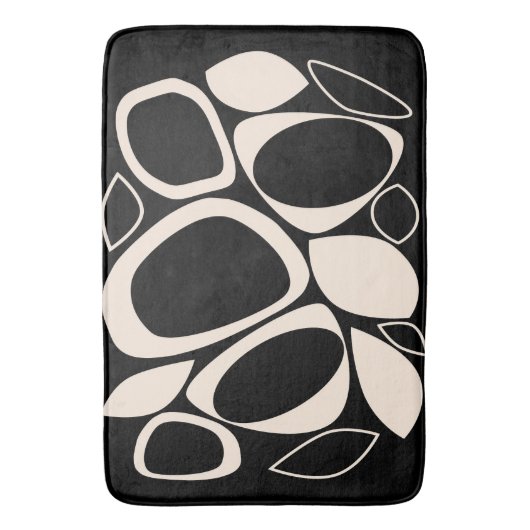 Modernes Abstraktes Schwarz Cream Muster Badematte (Vorderseite Vertikal)