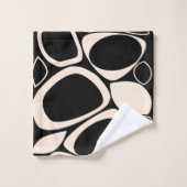 Modernes Abstraktes Schwarz Cream Muster Badhandtuch Set (Waschlappen)