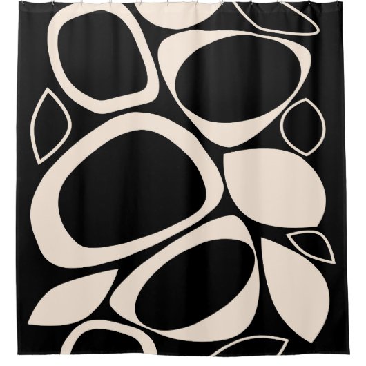 Modernes Abstraktes Schwarz Cream Muster Duschvorhang (Vorderseite)